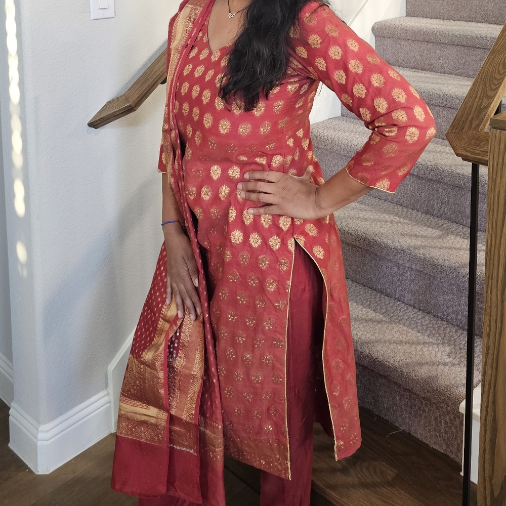 Elegant Red and Gold Traditional Outfit